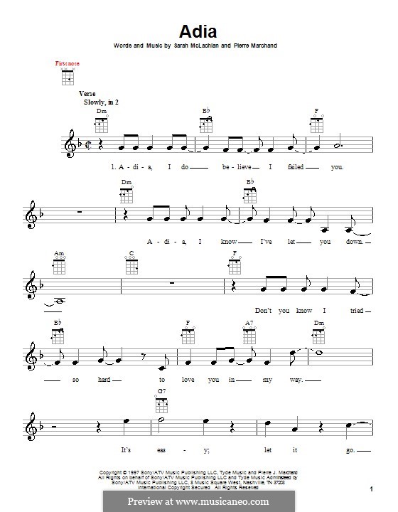 Adia: For ukulele by Pierre Marchand, Sarah McLachlan