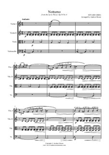 Lyric Pieces, Op.54: No.4 Nocturne, for string quartet by Edvard Grieg