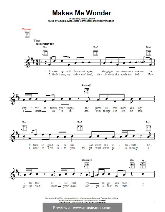 Makes Me Wonder (Maroon 5): For ukulele by Adam Levine, Jesse Carmichael, Mickey Madden