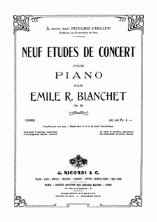 Neuf Etudes de Concert, Op.19: Complete set by Emile Blanchet