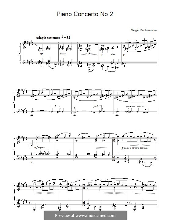 Piano Concerto No.2 in C Minor, Op.18: Movement II (fragment). Arrangement for piano by Sergei Rachmaninoff