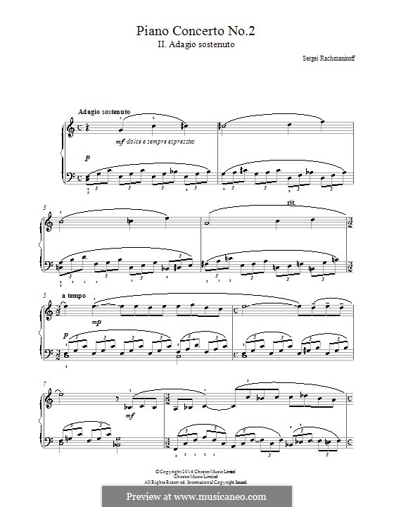 Piano Concerto No.2 in C Minor, Op.18: Movement II (fragment). Arrangement for piano by Sergei Rachmaninoff