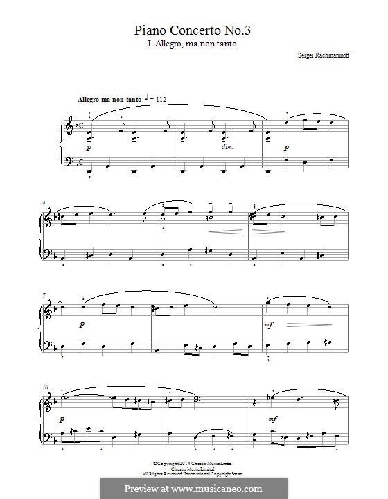 Piano Concerto No.3 in D Minor, Op.30: Movement I (fragment). Arrangement for piano by Sergei Rachmaninoff
