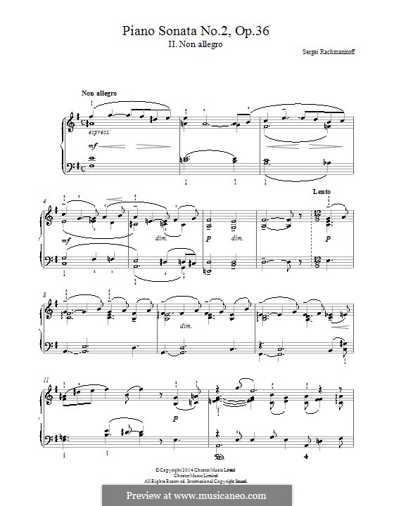 Piano Sonata No.2 in B Flat Minor, Op.36: Movement II (Fragment) by Sergei Rachmaninoff