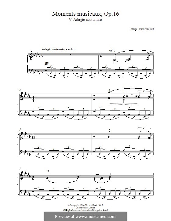 Six Moments Musicaux, Op.16: No.5 Adagio sostenuto by Sergei Rachmaninoff