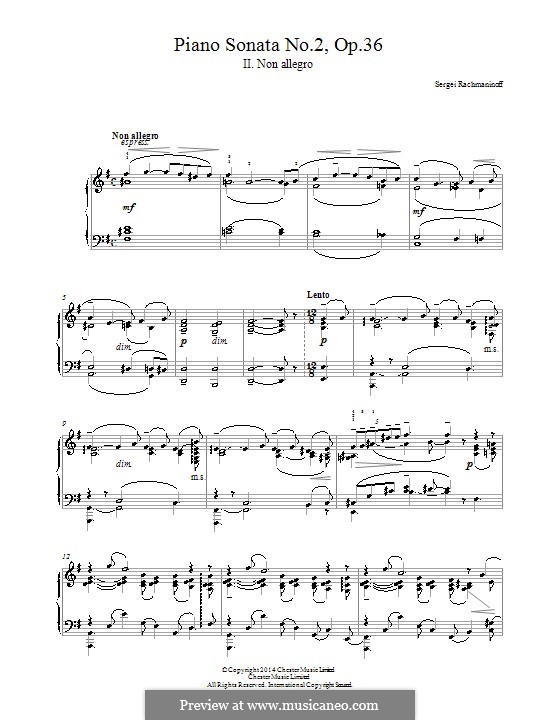 Piano Sonata No.2 in B Flat Minor, Op.36: Movement II (Fragment) by Sergei Rachmaninoff