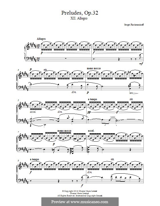 Thirteen Preludes, Op.32 By S. Rachmaninoff - Sheet Music On MusicaNeo