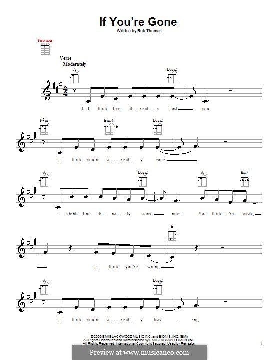 If You're Gone (Matchbox Twenty): For ukulele by Rob Thomas