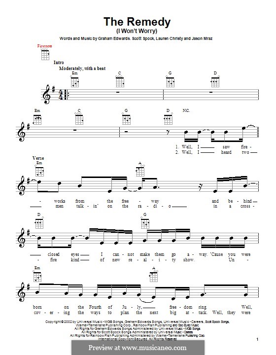 The Remedy (I Won't Worry): For ukulele by Graham Edwards, Lauren Christy, Scott Spock
