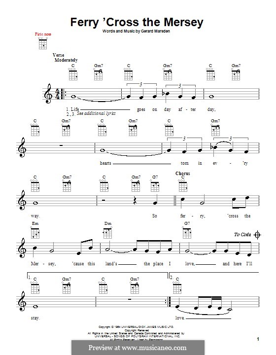 Ferry 'Cross the Mersey (Gerry and The Pacemakers): For ukulele by Gerard Marsden