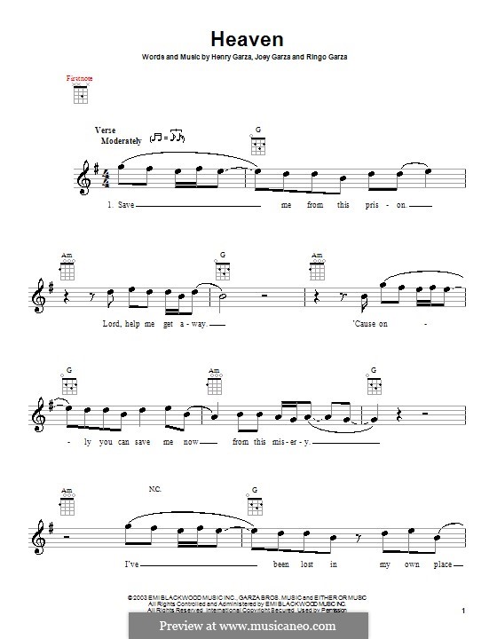 Heaven (Los Lonely Boys): For ukulele by Henry Garza, Joey Garza, Ringo Garza