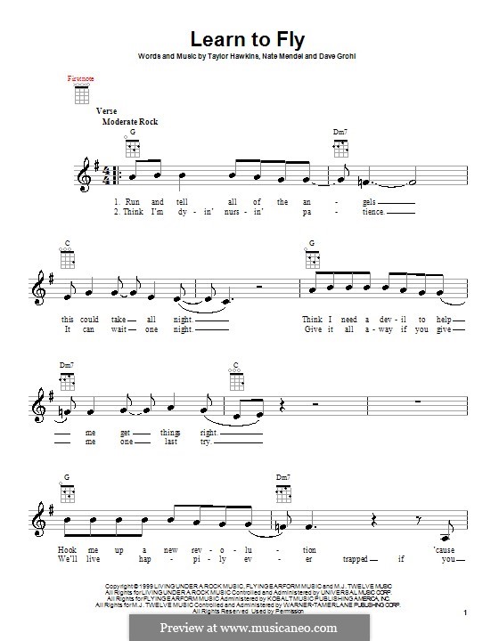 Learn To Fly (Foo Fighters): For ukulele by David Grohl, Nate Mendel, Taylor Hawkins