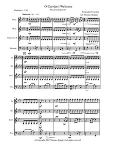 O'Carolan's Welcome: For woodwind quartet by Turlough O'Carolan