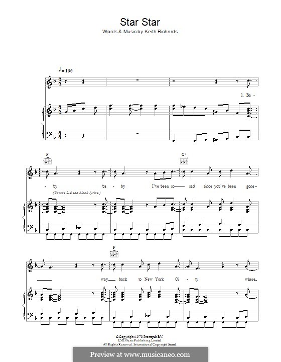 Star Star (The Rolling Stones) by K. Richards sheet music on MusicaNeo