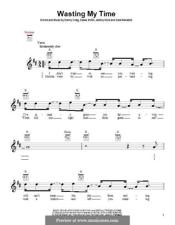 Wasting My Time (Default): For ukulele by Dallas Smith, Danny Craig, Dave Benedict, Jeremy Hora