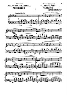 Six Moments Musicaux, Op.16: Complete set by Sergei Rachmaninoff