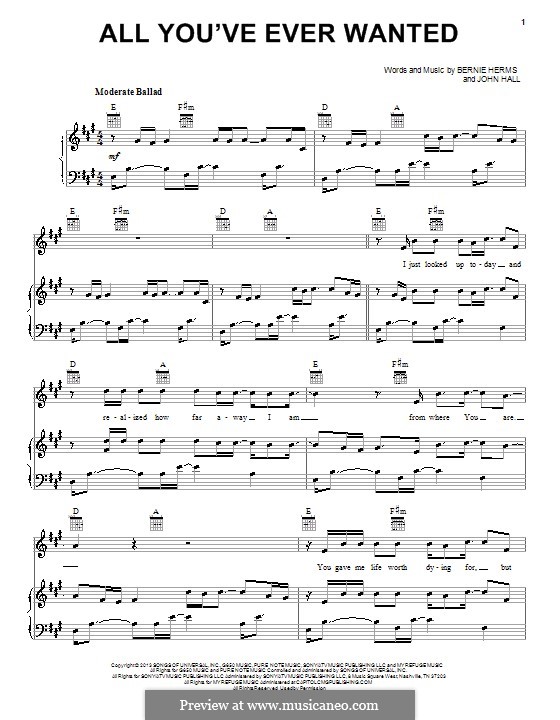 All You've Ever Wanted (Casting Crowns): For voice and piano (or guitar) by Bernie Herms, Mark Hall