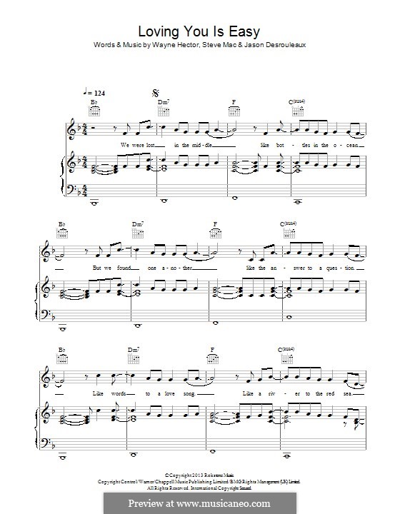 Loving You Is Easy (Union J): For voice and piano (or guitar) by Jason Desrouleaux, Steve Mac, Wayne Anthony Hector