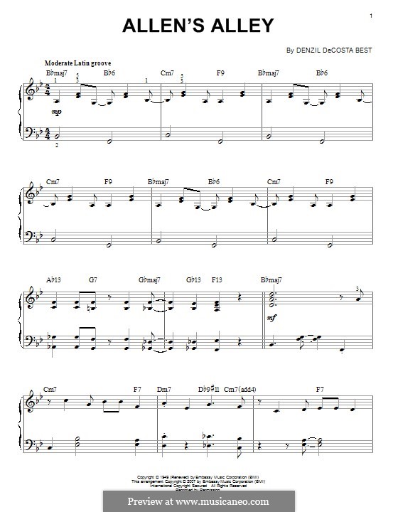 Allen's Alley: For voice and piano (or guitar) by Denzil De Costa Best