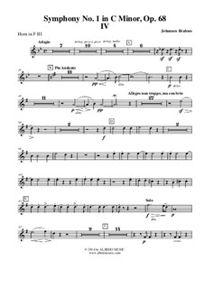 Movement IV: Horn in F 3 (Transposed Part) by Johannes Brahms