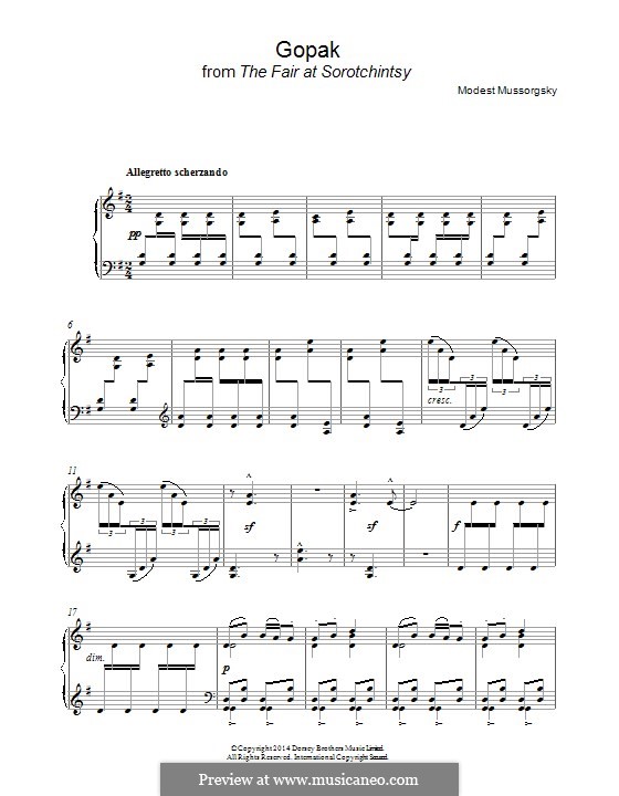 Gopak: For piano by Modest Mussorgsky