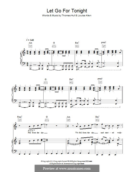 Let Go for Tonight (Foxes): For voice and piano (or guitar) by Tom Hull, Louisa Allen
