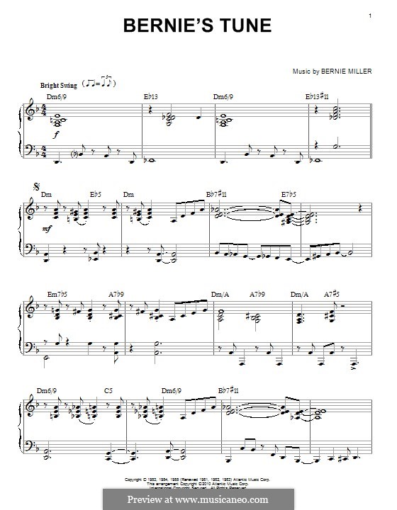 Bernie's Tune: For piano by Bernie Miller