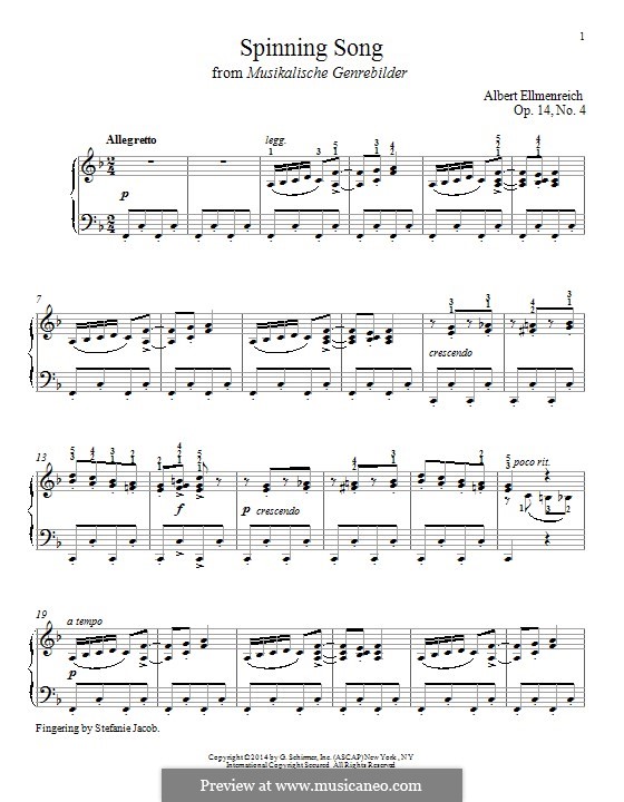 The Spinning Song: For piano by Albert Ellmenreich