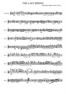 Two Elegiac Melodies, Op.34: No.2 Våren (The Last Spring), for clarinet by Edvard Grieg