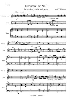European Trios: Trio No.3 for clarinet, violin and piano by David W Solomons