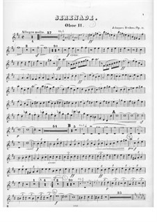 Serenade No.1 in D Major, Op.11: Oboe II part by Johannes Brahms