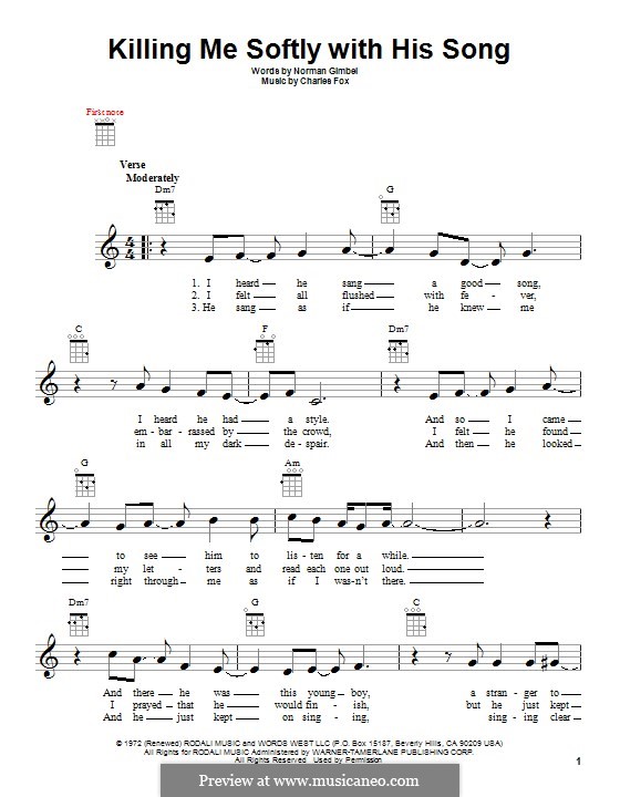 Killing Me Softly with His Song: For ukulele by Charles Fox
