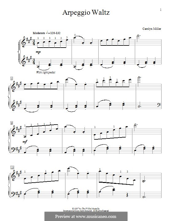 Arpeggio Waltz: For piano by Carolyn Miller