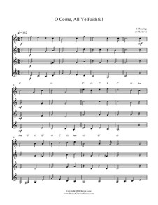 O Come, All Ye Faithful (Adeste Fideles): For guitar quartet - score and parts by John Reading