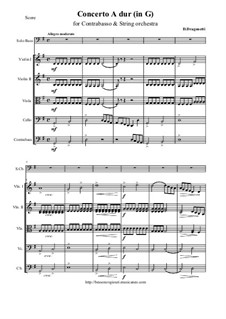 Concerto for Double Bass and Orchestra in A Major: Version for double bass and strings (transported in G-Dur) - score, parts by Domenico Dragonetti