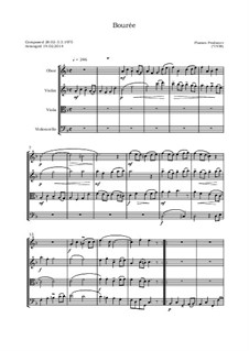 Bouree for oboe, violin, viola and cello or string quartet: Full score by Plamen Prodanov