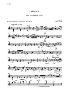 No.9 Orientale: For oboe, violin, viola and cello - violin part by César Cui