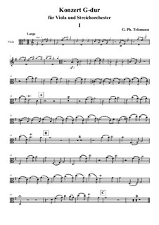 Concerto for Viola, Strings and Basso Continuo in G Major, TWV 51:G9: Viola part by Georg Philipp Telemann
