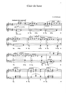 No.3 Clair de lune, for Piano: For a single performer by Claude Debussy