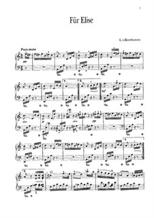 For Elise, for Piano, WoO 59: For a single performer by Ludwig van Beethoven