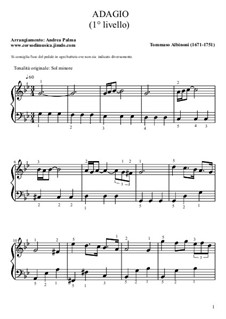 Adagio in G Minor: For piano by Tomaso Albinoni