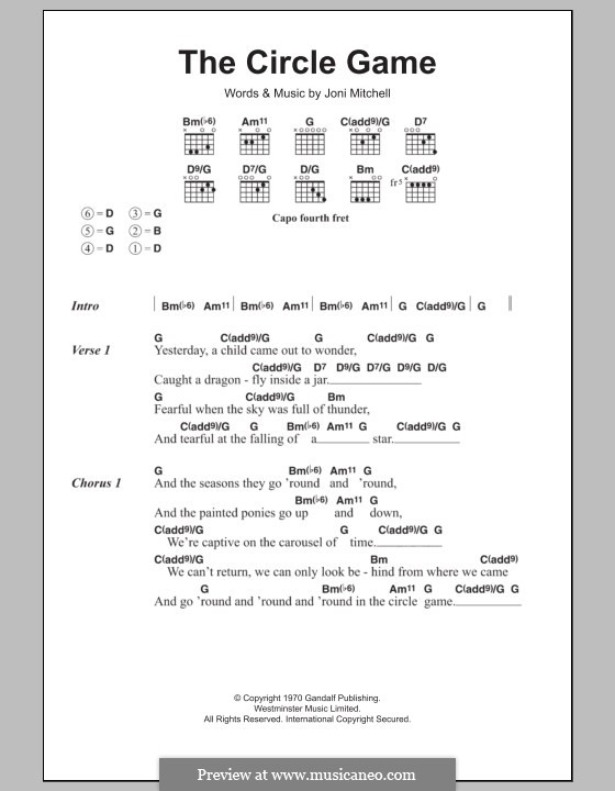 The Circle Game: Lyrics and chords by Joni Mitchell