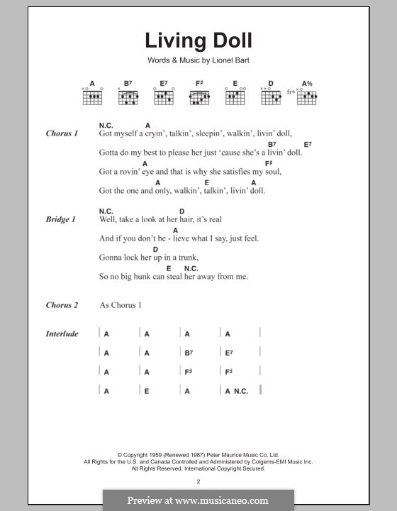 Living Doll by L. Bart sheet music on MusicaNeo