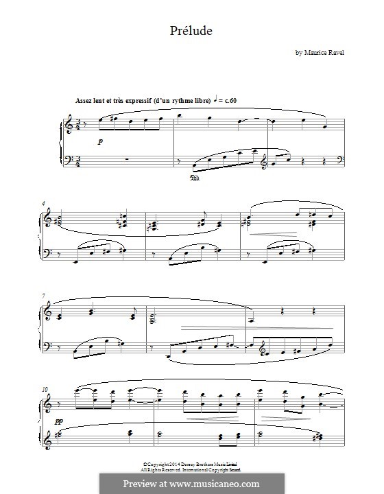 Prelude, M.65: For piano by Maurice Ravel