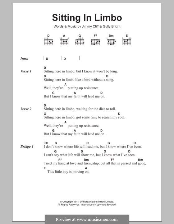 Sitting in Limbo: Lyrics and chords by Gully Bright, Jimmy Cliff