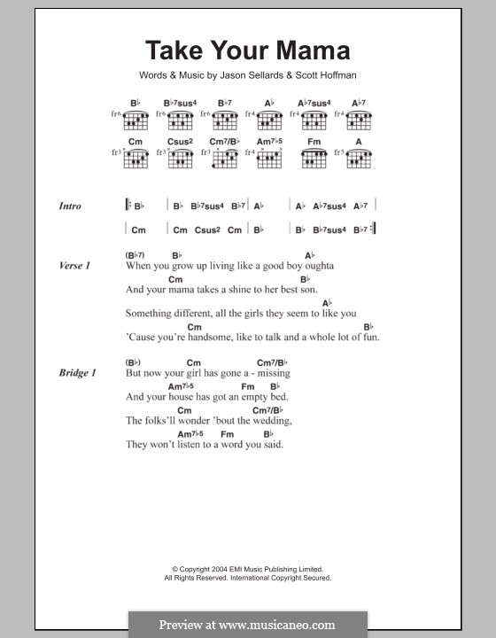 Take Your Mama (Scissor Sisters): Lyrics and chords by Jason Sellards, Scott Hoffman