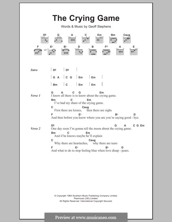 The Crying Game: Lyrics and chords by Geoff Stephens