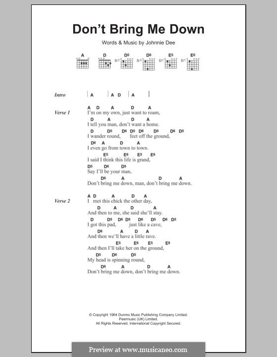 Don't Bring Me Down (The Pretty Things): Lyrics and chords by Johnny Dee