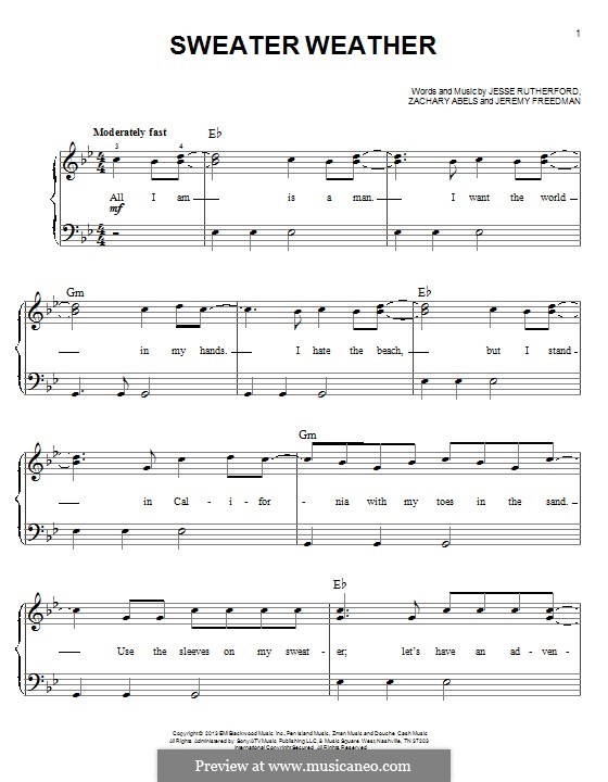 sweater weather sheet music