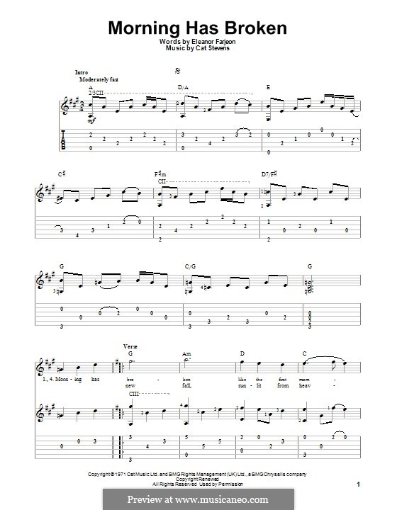 Morning Has Broken: For guitar with tab by Cat Stevens